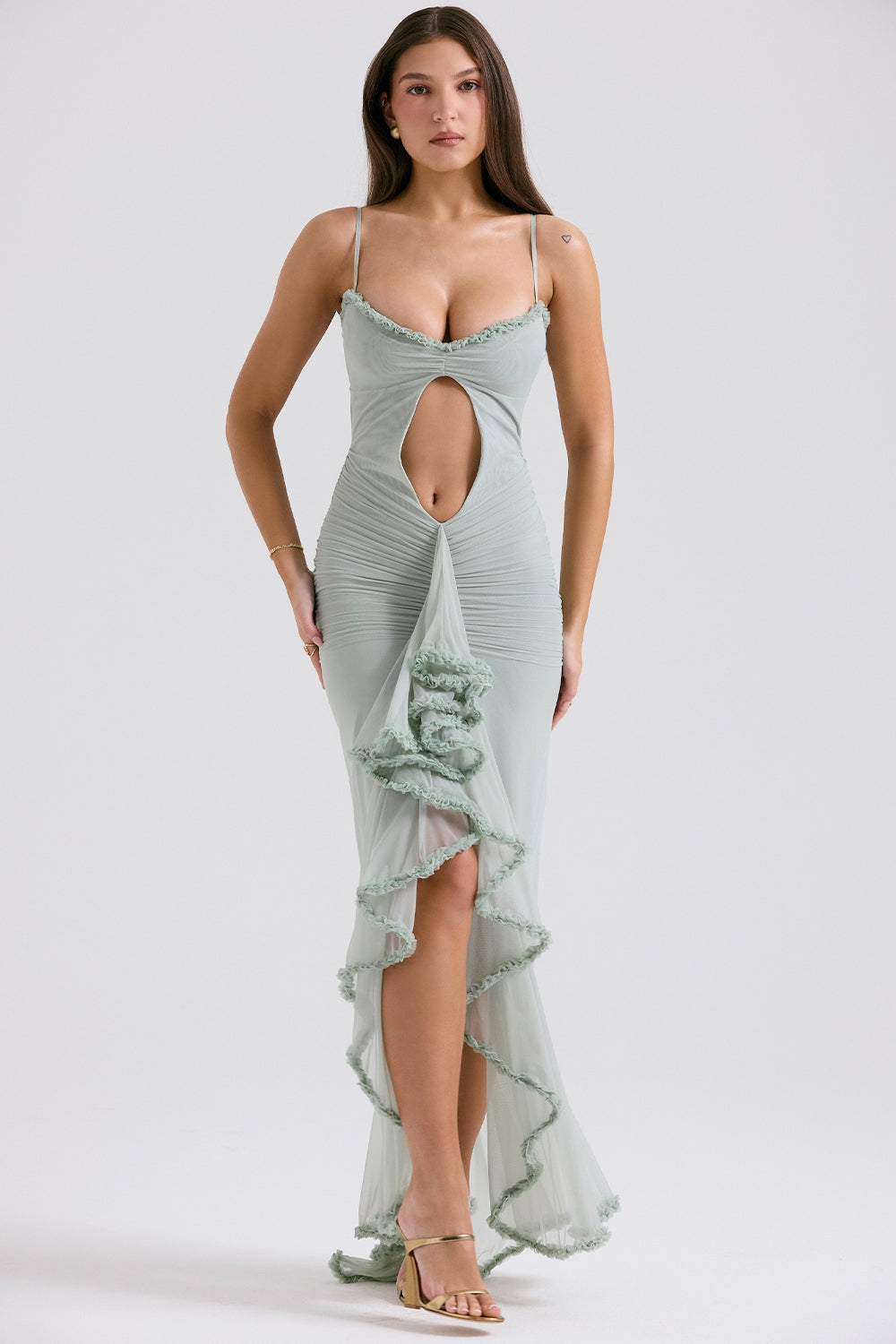 Gabriella | Ruffled Front Gown Maxi Dress