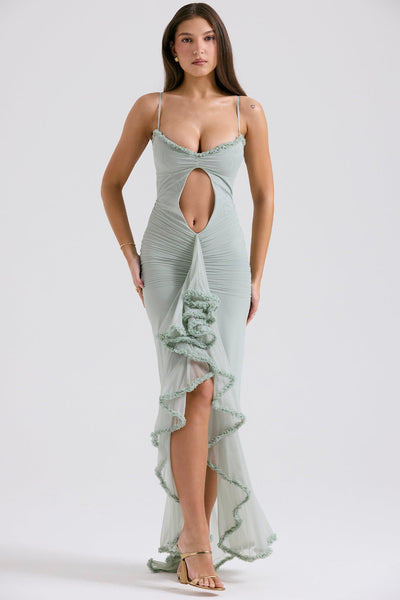 Gabriella | Ruffled Front Gown Maxi Dress