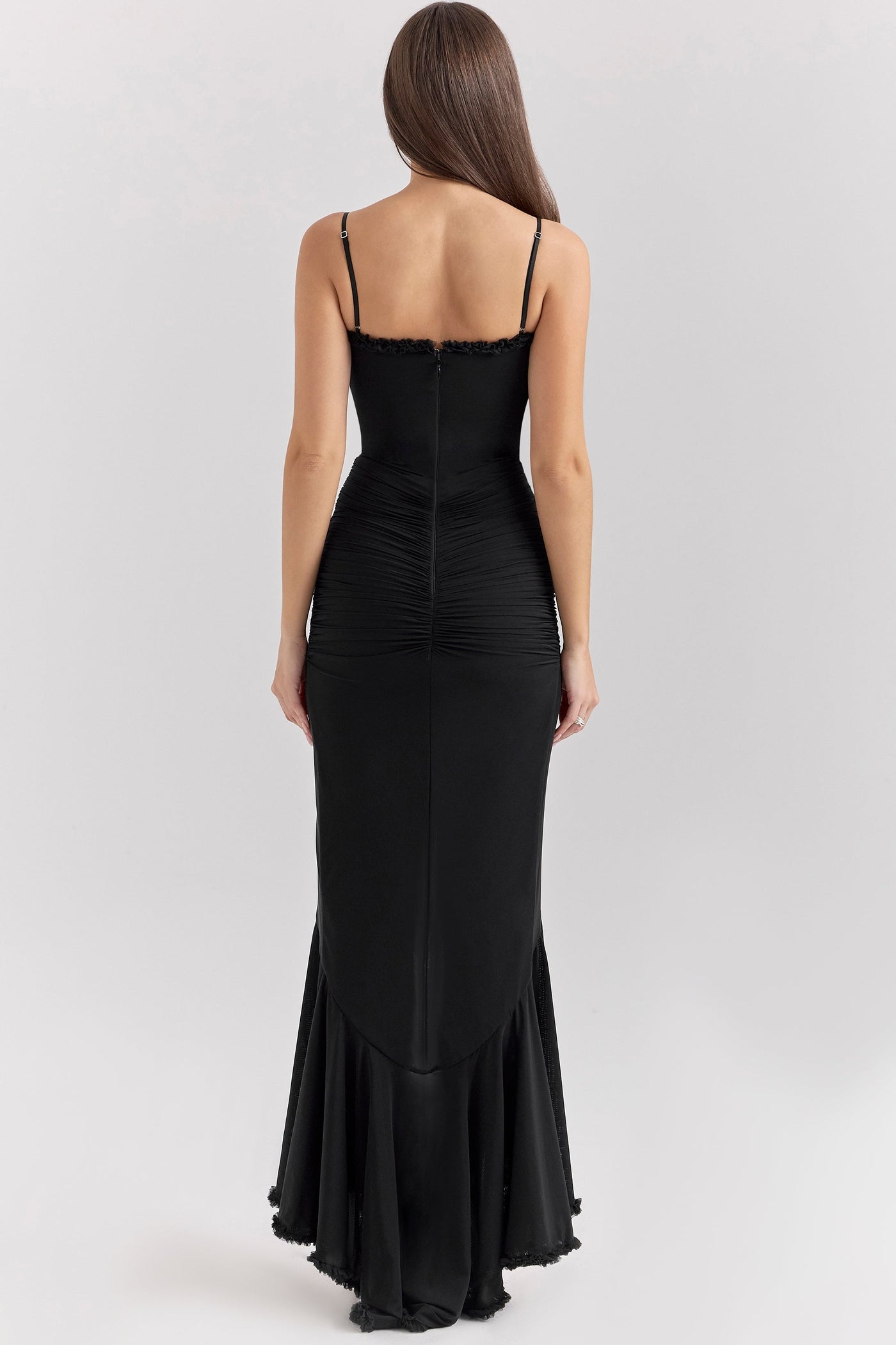 Gabbi | Mesh Ruffled Front Gown