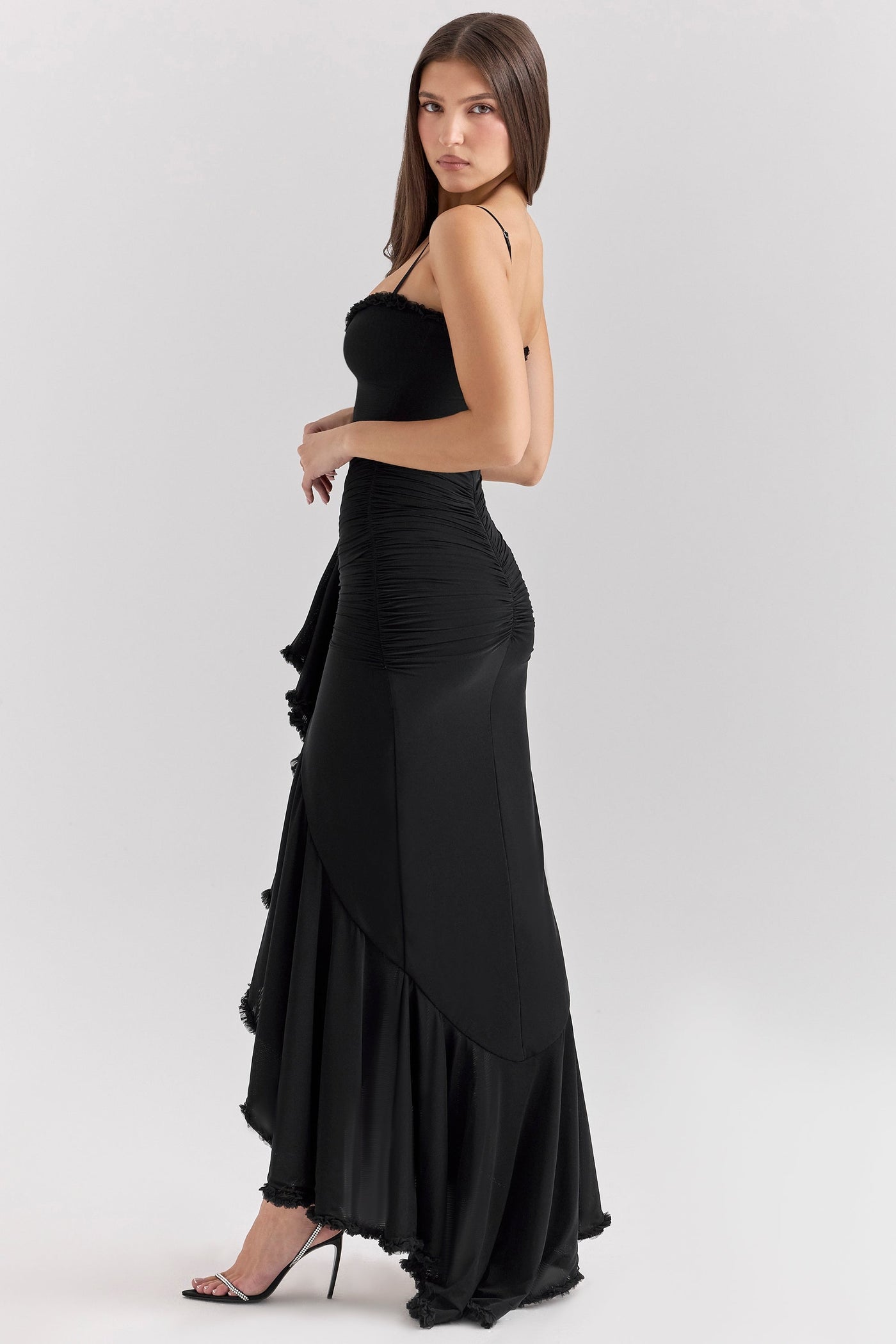 Gabbi | Mesh Ruffled Front Gown