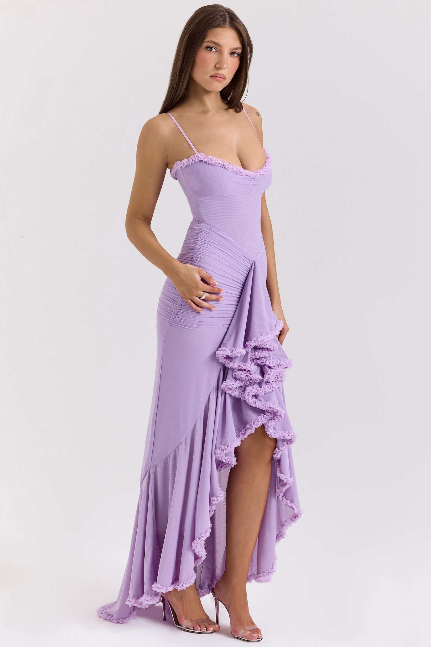 Gabbi | Mesh Ruffled Front Gown