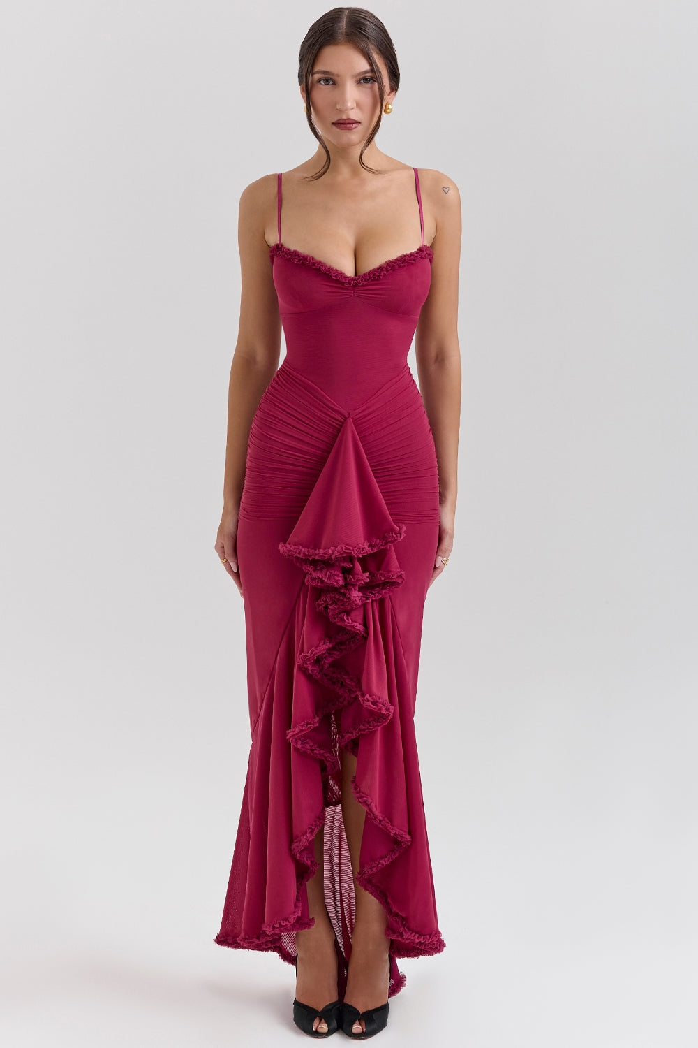 Gabbi | Mesh Ruffled Front Gown