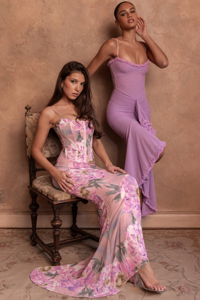 Gabbi | Mesh Ruffled Front Gown